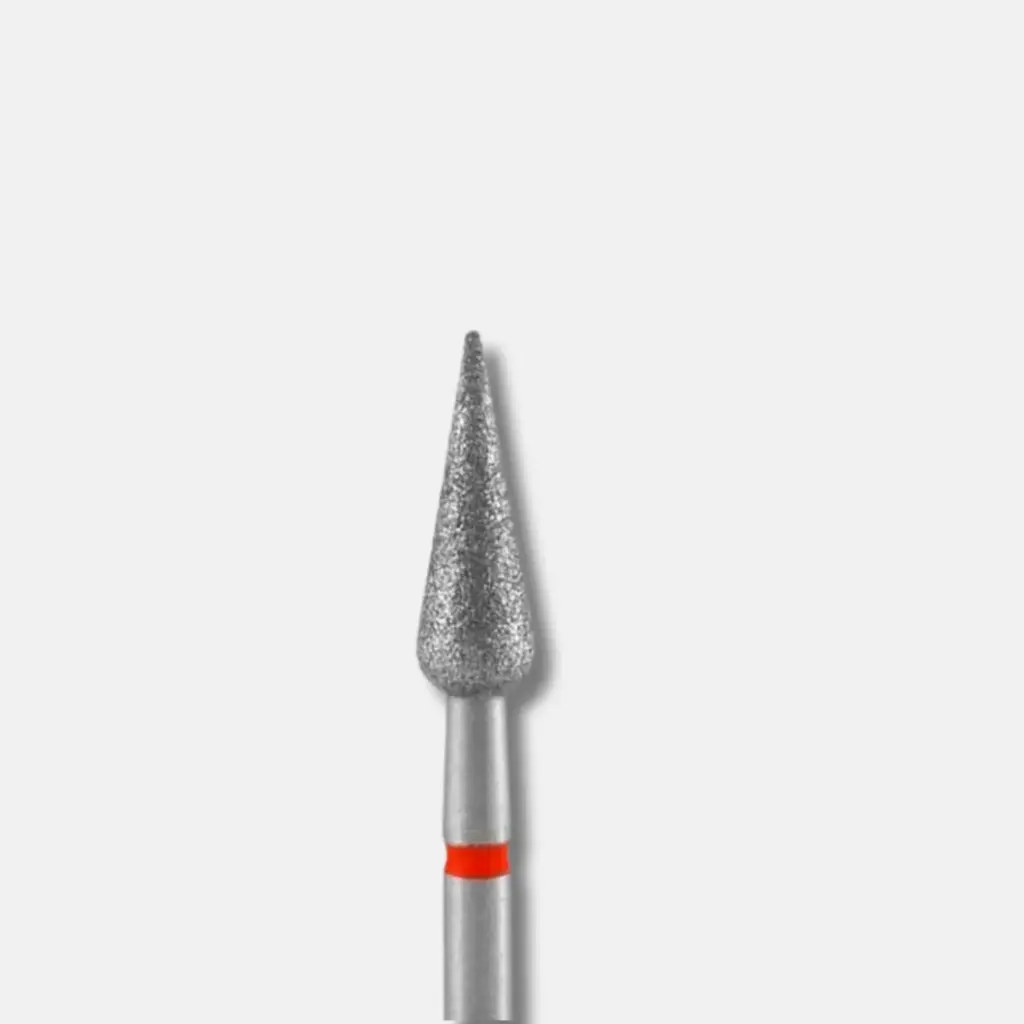 Staleks Diamond nail drill bit pointed pear red EXPERT head diameter 4 mm / working part 12 mm