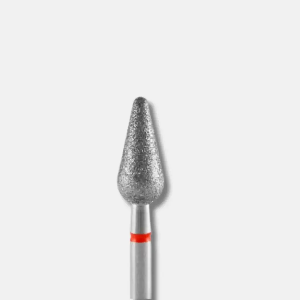 Staleks Diamond nail drill bit rounded pear red EXPERT head diameter 5 mm / working part 12 mm