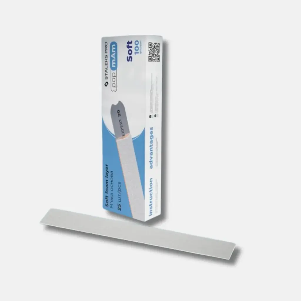 Staleks Disposable White Files Papmam On Soft Foam Layer Expert 20 100 Grit (25 Pcs)