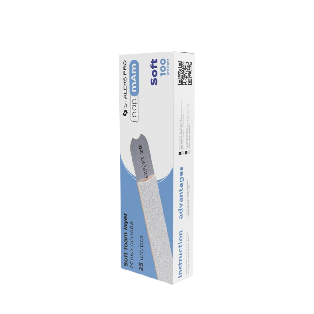 Staleks Disposable white files papmAm on soft foam layer EXPERT 20 100 grit (25 pcs)