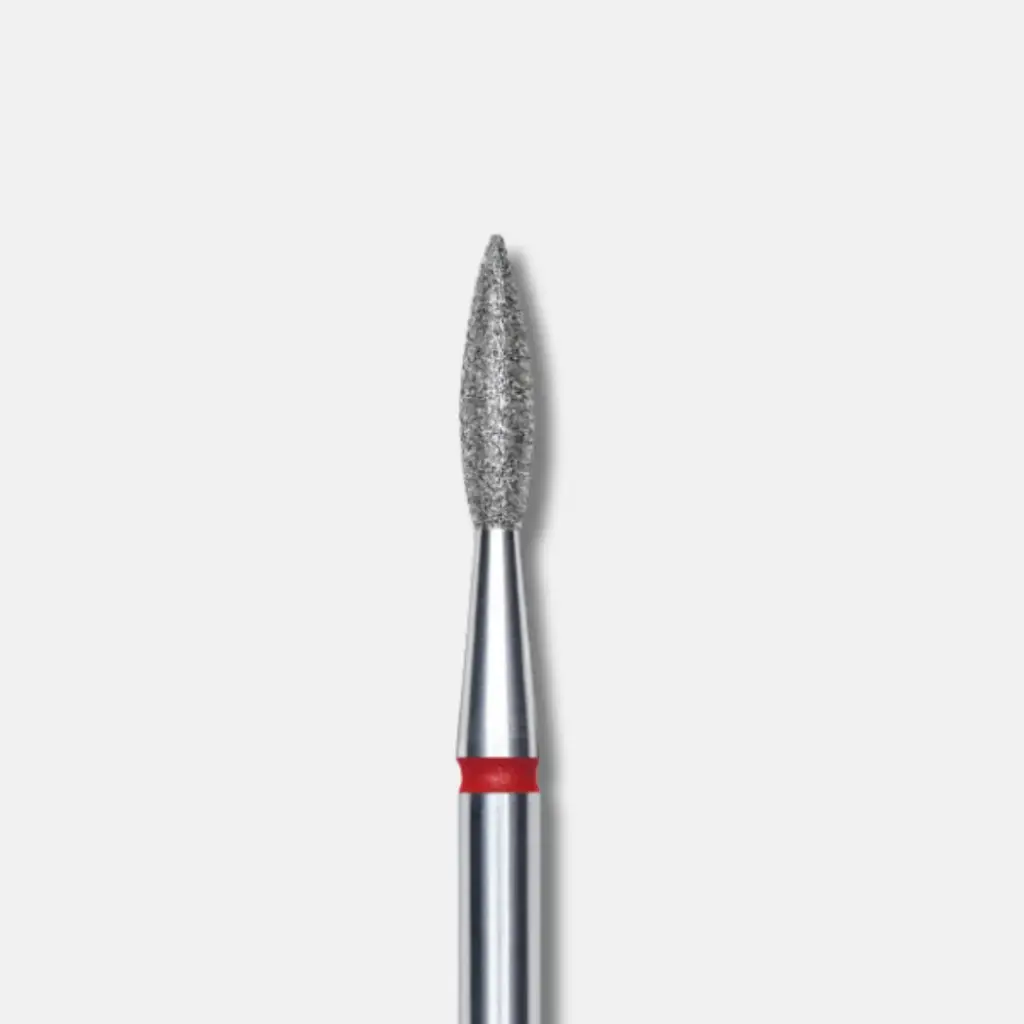Staleks Diamond nail drill bit pointed flame red EXPERT head diameter 2,1 mm / working part 8 mm