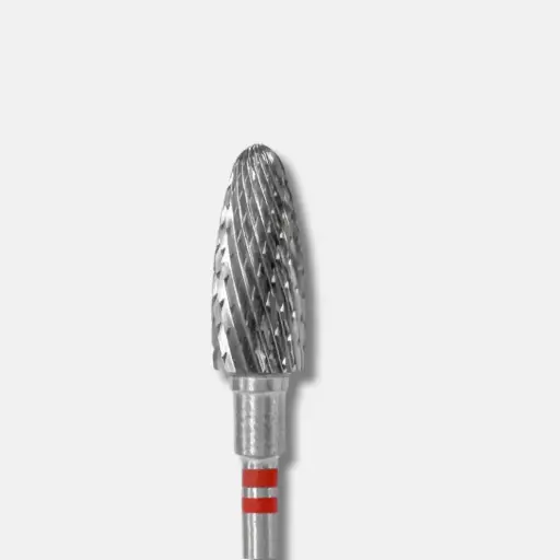 [FT91R060/14] Staleks Carbide nail drill bit for left-handed users corn red EXPERT diameter 6 mm / working part 14 mm